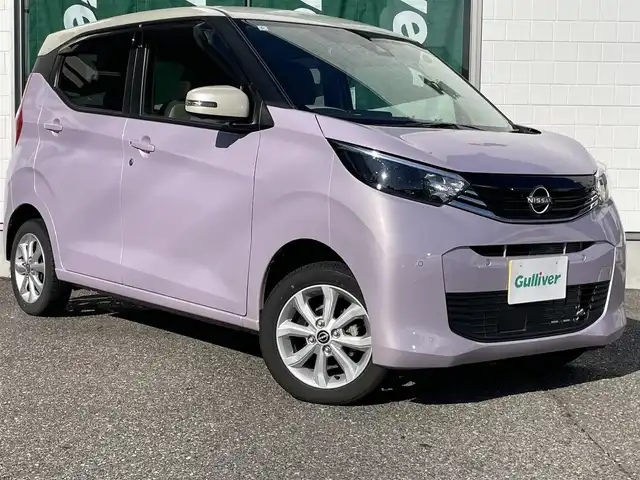 日産 デイズ X 新潟県 2024(令6)年 1.9万km ピンク フローズンバニラパール＆シルキーライラック/ワンオーナー/4WD/純正ホイール夏タイヤ/メモリナビ/フルセグテレビ/バックカメラ/アラウンドビューモニター/ウィンカーミラー/ドアバイザー/プッシュスタート/ETC/純正フロアマット/ステアリングヒーター/運転助手席シートヒーター/アイドリングストップ/Bluetooth/ドライブレコーダー/SOSスイッチ/スペアキー1個