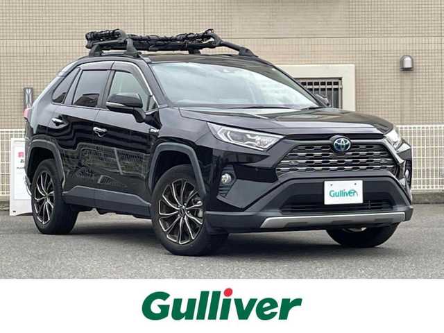 トヨタ ＲＡＶ４ ハイブリットG 山口県 2021(令3)年 3.4万km アティチュードブラックマイカ 4WD/黒レザーシート/運転席パワーシート/前席シートヒーター/9型SDナビ フルセグTV CD DVD BT/バックカメラ/TRD ルーフキャリア/BALMINUM 18インチアルミホイール/パワーバックドア/デジタルインナーミラー/衝突被害軽減ブレーキ/レーダークルーズコントロール/レーンアシスト/オートマチックハイビーム/ブラインドスポットモニタ/LEDオートヘッドライト/フォグライト /コーナーセンサー /スマートキー 2個/ステアリングヒーター/ドラレコ/ビルトインETC/ステアリングリモコン/AC100V電源/W サイド カーテン ニー エアバッグ/保証書 取説 ナビ取説/禁煙車