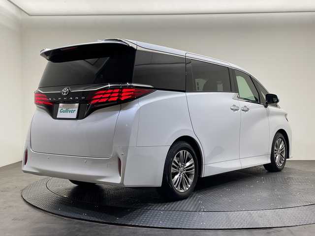 トヨタ アルファード Z 愛媛県 2025(令7)年 0.5万km プラチナホワイトパールマイカ 純正ナビ１３．２型フリップダウン/純正１４インチディスプレイオーディオ/フルセグTV Bluetooth /左右ツインムーンルーフ/ユニバーサルステップ//デジタルインナーミラー/ブラインドスポットモニター/ＥＴＣ２．０/シートヒーター/シートエアコン/レザーシート/アラウンドビューモニター/両側スライドドア/コーナーセンサー
