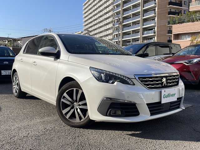 プジョー ３０８ アリュール スペシャルED 宮崎県 2018(平30)年 9.4万km ネイクルホワイト 純正ナビ Bluetooth ETC 全方位カメラ フルセグTV USB入力端子 前方のみドライブレコーダー LEDライト 純正フロアマット 純正アルミホイール ハーフレザーシート 前後コーナーセンサ-
