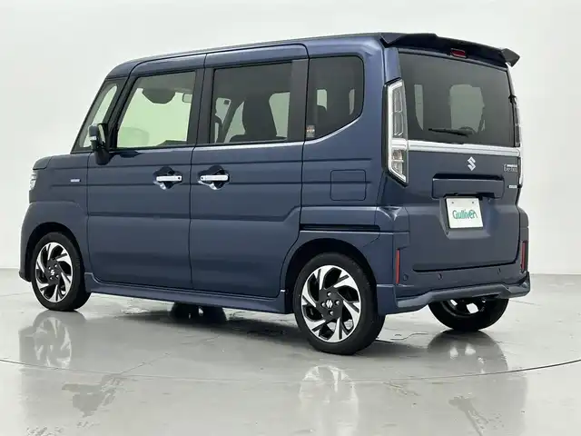 スズキ スペーシア カスタム HYBRID XS ターボ 熊本県 2024(令6)年 0.6万km インディゴブルーメタリック 純正ナビ（ＡｐｐｌＣａｒＰｌａｙ・ＡｎｄｒｏｉｄＡｕｔｏ・ＢＴ・フルセグ・ＵＳＢ）/全周囲カメラ　/両側パワースライドドア　/前後クリアランスソナー　/前席シートヒーター　/ステアリングヒーター/スズキセーフティサポート/・衝突軽減ブレーキ/・誤発進制御機能/・車線逸脱抑制機能/・ふらつき警報機能/・アダブティブクルーズコントロール/・標識認識システム/・発進お知らせ機能/横滑り防止/アイドリングストップ/純正フロアマット/純正１５インチAW/オートライト/LEDヘッドライト/フォグライト/スマートキー/プッシュスタート/スペアキー1本