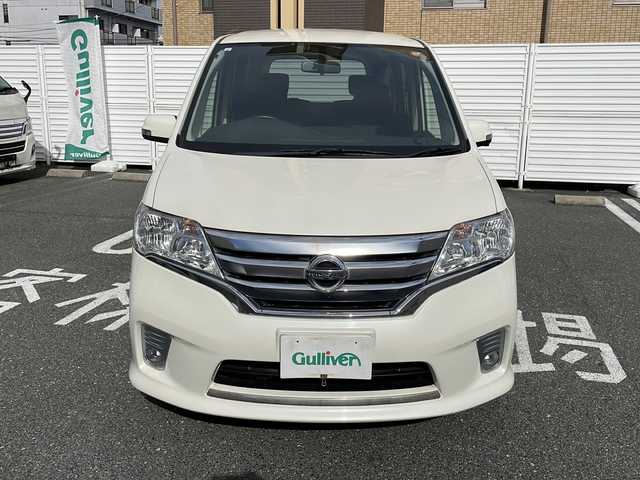 日産 セレナ ハイウェイスター Sハイブリッド 広島県 2013(平25)年 2.7万km ホワイトパール /登録時走行距離/　　　　　　　26249キロ/ワンオーナー/純正ナビ/バックカメラ/地デジ/両側パワースライドドア/クルーズコントロール/スペアキー×１/ビルトインETC/新車時整備手帳/　　【保証書】/取扱説明書/