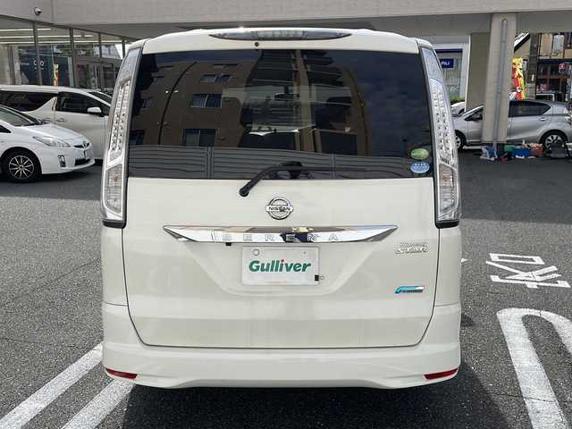 日産 セレナ ハイウェイスター Sハイブリッド 広島県 2013(平25)年 2.7万km ホワイトパール /登録時走行距離/　　　　　　　26249キロ/ワンオーナー/純正ナビ/バックカメラ/地デジ/両側パワースライドドア/クルーズコントロール/スペアキー×１/ビルトインETC/新車時整備手帳/　　【保証書】/取扱説明書/
