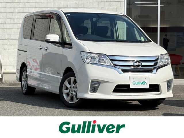 日産 セレナ ハイウェイスター Sハイブリッド 山口県 2013(平25)年 2.7万km ホワイトパール /登録時走行距離/　　　　　　　26249キロ/ワンオーナー/純正ナビ/バックカメラ/地デジ/両側パワースライドドア/クルーズコントロール/スペアキー×１/ビルトインETC/新車時整備手帳/　　【保証書】/取扱説明書/
