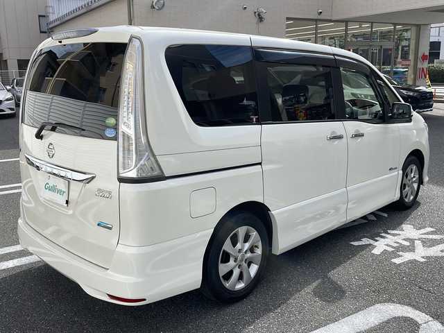 日産 セレナ ハイウェイスター Sハイブリッド 山口県 2013(平25)年 2.7万km ホワイトパール /登録時走行距離/　　　　　　　26249キロ/ワンオーナー/純正ナビ/バックカメラ/地デジ/両側パワースライドドア/クルーズコントロール/スペアキー×１/ビルトインETC/新車時整備手帳/　　【保証書】/取扱説明書/