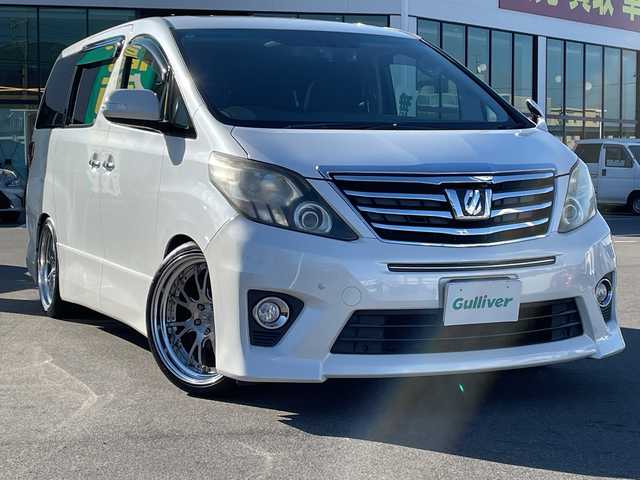 トヨタ アルファード 350S Cパッケージ 長野県 2012(平24)年 5.8万km ホワイトパールクリスタルシャイン 禁煙車/車高調/純正ナビ（CD/DVD/フルセグTV/Bluetooth）/バックカメラ/ビルトインETC/サンルーフ/フリップダウンモニター/前後ドライブレコーダー/両側パワースライドドア/パワーシート（運転席メモリー機能付）/電動リアゲート/AC100V/ウッドコンビステアリング/クルーズコントロール/ステアリングスイッチ/キセノンヘッドライト/フォグランプ/オートライト/スマートキー/Pスタート/電動格納ミラー/WORK GNOSIS20インチAW/純正スタッドレス積み込み