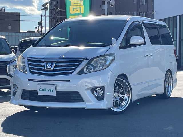 トヨタ アルファード 350S Cパッケージ 長野県 2012(平24)年 5.8万km ホワイトパールクリスタルシャイン 禁煙車/車高調/純正ナビ（CD/DVD/フルセグTV/Bluetooth）/バックカメラ/ビルトインETC/サンルーフ/フリップダウンモニター/前後ドライブレコーダー/両側パワースライドドア/パワーシート（運転席メモリー機能付）/電動リアゲート/AC100V/ウッドコンビステアリング/クルーズコントロール/ステアリングスイッチ/キセノンヘッドライト/フォグランプ/オートライト/スマートキー/Pスタート/電動格納ミラー/WORK GNOSIS20インチAW/純正スタッドレス積み込み