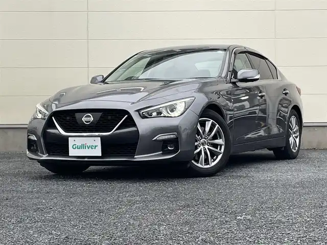 日産 スカイライン GT 茨城県 2020(令2)年 7.3万km ダークメタルグレー ワンオーナー/純正ナビ/　(AM/FM/CD/DVD/Bluetooth)/フルセグTV/アラウンドビューモニター/インテリジェントクルーズコントロール/ETC2.0/ドライブレコーダー/前後コーナーセンサー/LEDヘッドライト/前席パワーシート/ハーフレザーシート/純正アルミホイール/純正フロアマット/USB接続