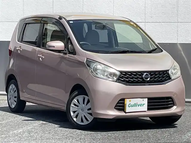 日産 デイズ X 東京都 2014(平26)年 4.7万km シルキーローズM 純正SDナビ/　フルセグTV/DVD/CD/Bluetooth/アラウンドビューモニター/ETC/プッシュスタート/スマートキー/スペアキー/電動格納ミラー/ウインカーミラー/ヘッドライトレベライザー/フロアマット/ドアバイザー/保証書/取扱説明書