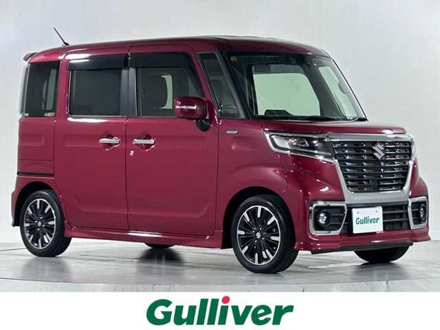 スズキ スペーシア カスタム HYBRID XS ターボ 佐賀県 2020(令2)年 7.4万km フェニックスレッドパール 純正８インチナビ【CN-RZ853】/（フルセグTV/CD/DVD/SD/BT/AM・FM）/前後ドライブレコーダー/衝突被害軽減システム/レーンアシスト/コーナーセンサー/追従型クルーズコントロール/後席サーキュレーター/シートヒーター/両側パワースライド/純正ＬＥＤヘッドライト/オートライト/純正アルミホイール/純正フロアマット/ベンチシート/ターボ/後席サンシェード