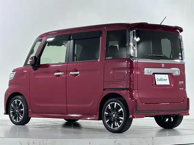 スズキ スペーシア カスタム HYBRID XS ターボ 佐賀県 2020(令2)年 7.4万km フェニックスレッドパール 純正８インチナビ【CN-RZ853】/（フルセグTV/CD/DVD/SD/BT/AM・FM）/前後ドライブレコーダー/衝突被害軽減システム/レーンアシスト/コーナーセンサー/追従型クルーズコントロール/後席サーキュレーター/シートヒーター/両側パワースライド/純正ＬＥＤヘッドライト/オートライト/純正アルミホイール/純正フロアマット/ベンチシート/ターボ/後席サンシェード