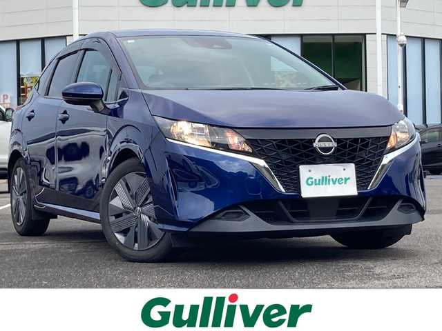 日産 ノート X 佐賀県 2021(令3)年 6.2万km オーロラフレアブルーパール 純正9インチナビ/アラウンドビューモニター/エマージェンシーブレーキ/LDW/コーナーセンサー/ブラインドスポットモニター/スマートルームミラー/電動パーキングブレーキ/オートブレーキホールド/ETC2.0/置くだけ充電/インテリジェントキー/プッシュスタート