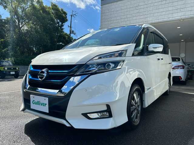 日産 セレナ e－パワー ハイウェイスター V 大阪府 2019(令1)年 7.6万km ブリリアントホワイトパール 純正ナビ(BT/フルセグ/USB/AUX)/アラウンドビューモニター/クルーズコントロール/コーナーセンサー(前後)/衝突被害軽減システム/盗難防止装置/横滑り防止装置/パーキングアシスト/LEDヘッドライト/オートライト/ETC/ドライブレコーダー/両側パワースライドドア/純正フロアマット/純正アルミホイール/スペアキー(1本)/エンジンスタートボタン