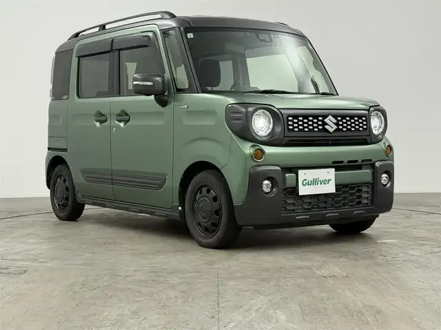 スズキ スペーシア ギア HYBRID XZターボ 愛知県 2019(令1)年 6.5万km ツールグリーンパールメタリック/ガンメタリック2トーンルーフ 純正8型ナビ（フルセグ、CD、DVD、Bluetooth）/ETC/Bカメラ/両側パワスラドア/衝突軽減ブレーキ/レーンキープアシスト/HUD/シートヒーター（D+N)/ドラレコ前方/パドルシフト/LEDヘッドライト/フォグライト/ルーフレール/オートライト/純正フロアマット/スマートキー/横滑り防止装置