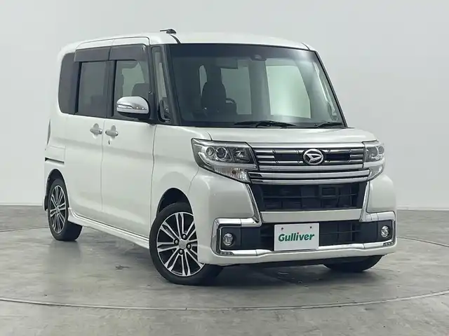 ダイハツ タント カスタム RS トップED SAⅡ 群馬県 2016(平28)年 1.2万km パールホワイトⅢ 純正８型ナビ　バックカメラ　両側電動スライドドア　衝突被害軽減ブレーキ　ハーフレザーシート　ＥＴＣ　革巻きステアリング　ステアリングスイッチ　横滑り防止装置　ＬＥＤヘッドライト　スマートキー　禁煙車