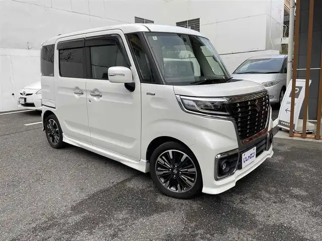 スズキ スペーシア カスタム HYBRID XS ターボ 千葉県 2018(平30)年 10.2万km ピュアホワイトP 【(株)IDOMが運営する【じしゃロン八千代店】の自社ローン対象車両になります。こちらは現金ご利用時の価格です。自社ローンご希望の方は別途その旨お申付け下さい。】/社外ナビ/・CD/DVD/・フルセグTV/・Bluetooth接続/ETC/D席シートヒーター/両側パワースライドドア