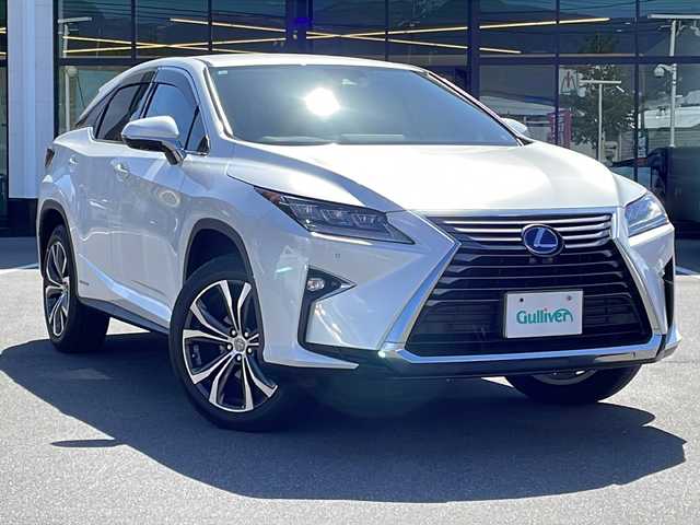 レクサス ＲＸ 450h バージョンL 長野県 2016(平28)年 1.6万km ソニッククォーツ 4WD/レクサス純正ナビ/FM・AM・DVD・CD・フルセグTV/Bluetooth Audio/バックカメラ・全方位カメラ/ヘッドアップディスプレイ(HUD)/レーダークルーズコントロール/純正20インチアルミホイール/スタッドレスタイヤ積み込み/オートマチックハイビーム/前後コーナーセンサー/D/N席パワーシート/前席ベンチレーション/ステアリングヒーター/衝突軽減ブレーキ/全席シートヒーター/LEDヘッドライト/パワーバックドア/プッシュスタート/スマートキー/AC100V/オートライト/スペア1本/ETC2.0
