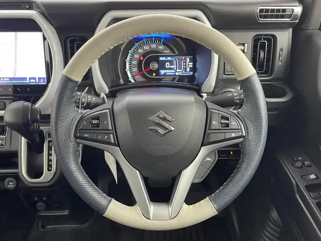 スズキ ハスラー HYBRID G 富山県 2022(令4)年 2.1万km アクティブイエロー/ソフトベージュメタリック 純正9インチナビ/(AM/FM/CD/DVD/USB/BT)/フルセグTV/アラウンドビューモニター/衝突被害軽減ブレーキ/アダプティブクルーズコントロール/レーンキープアシスト/オートマチックハイビーム/LEDヘッドライト/リアパーキングセンサー/前席シートヒーター/ビルトインETC/前席シートヒーター/アイドリングストップ/スマートキー/プッシュスタート