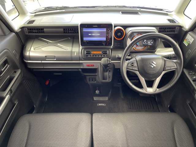 スズキ スペーシア ギア HYBRID XZ 岐阜県 2020(令2)年 2.7万km ブルーイッシュブラックパール3 社外SDナビ（CN-RE06WD)/フルセグ/BT/DVD/USB/全方位モニター/ビルトインETC/社外ドライブレコーダー/スズキセーフティサポート/デュアルカメラブレーキサポート/車線逸脱警報機能/誤発進抑制機能/先行車発進お知らせ機能/ヘッドアップディスプレイ/前席シートヒーター/アイドリングストップ/LEDオートライト/フォグランプ/両側パワースライドドア/サンシェード/シートバックテーブル/ルーフレール/純正フロアマット/サイドバイザー