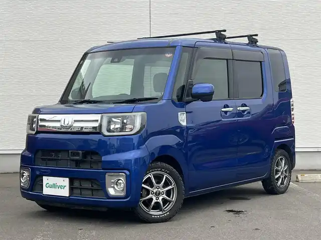 ダイハツ ウェイク G ターボ SA Ⅱ 秋田県 2016(平28)年 3.5万km ブルーメタリック ４WD/社外オーディオ（AM/FM/CD)/LEDヘッドライト/ターボ/衝突軽減システム/両側パワスラ/社外アルミ/スマートキー/アイドリングストップ/コーナーセンサー/プッシュスタート/運転席シートヒーター/純正フロアマット/純正ドアバイザー/オートライト/オートエアコン/パワーステアリング/パワーウィンドウ/横滑り防止/盗難防止装置/ルーフキャリア/電動格納ミラー/保証書/取扱説明書/記録簿