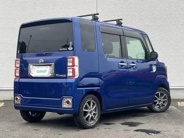ダイハツ ウェイク G ターボ SA Ⅱ 秋田県 2016(平28)年 3.5万km ブルーメタリック ４WD/社外オーディオ（AM/FM/CD)/LEDヘッドライト/ターボ/衝突軽減システム/両側パワスラ/社外アルミ/スマートキー/アイドリングストップ/コーナーセンサー/プッシュスタート/運転席シートヒーター/純正フロアマット/純正ドアバイザー/オートライト/オートエアコン/パワーステアリング/パワーウィンドウ/横滑り防止/盗難防止装置/ルーフキャリア/電動格納ミラー/保証書/取扱説明書/記録簿