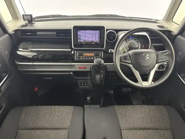 スズキ スペーシア カスタム HYBRID GS 福井県 2018(平30)年 7.9万km ピュアホワイトP カロッツェリア7型ナビ/（FM/AM/BT/AUX/Ipod/TV/CD/DVD)/４WD/片側パワースライドドア/スペアキー1本/社外フロアマット/純正LEDヘッドライト/純正フロントフォグランプ/後方コーナーセンサー/ABS/横滑り防止装置/レーンキープアシスト/衝突被害軽減システム/オートライト
