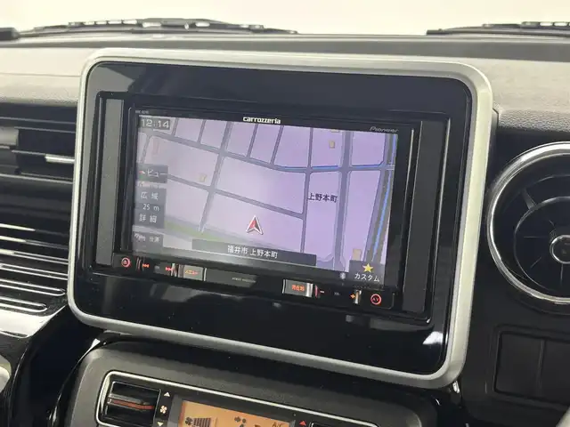 スズキ スペーシア カスタム HYBRID GS 福井県 2018(平30)年 7.9万km ピュアホワイトP カロッツェリア7型ナビ/（FM/AM/BT/AUX/Ipod/TV/CD/DVD)/４WD/片側パワースライドドア/スペアキー1本/社外フロアマット/純正LEDヘッドライト/純正フロントフォグランプ/後方コーナーセンサー/ABS/横滑り防止装置/レーンキープアシスト/衝突被害軽減システム/オートライト
