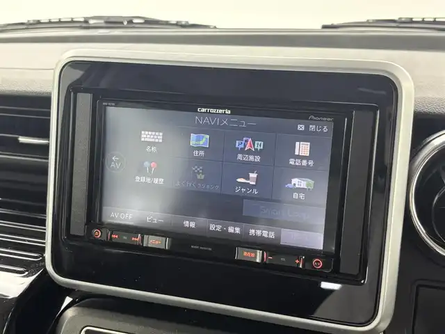 スズキ スペーシア カスタム HYBRID GS 福井県 2018(平30)年 7.9万km ピュアホワイトP カロッツェリア7型ナビ/（FM/AM/BT/AUX/Ipod/TV/CD/DVD)/４WD/片側パワースライドドア/スペアキー1本/社外フロアマット/純正LEDヘッドライト/純正フロントフォグランプ/後方コーナーセンサー/ABS/横滑り防止装置/レーンキープアシスト/衝突被害軽減システム/オートライト
