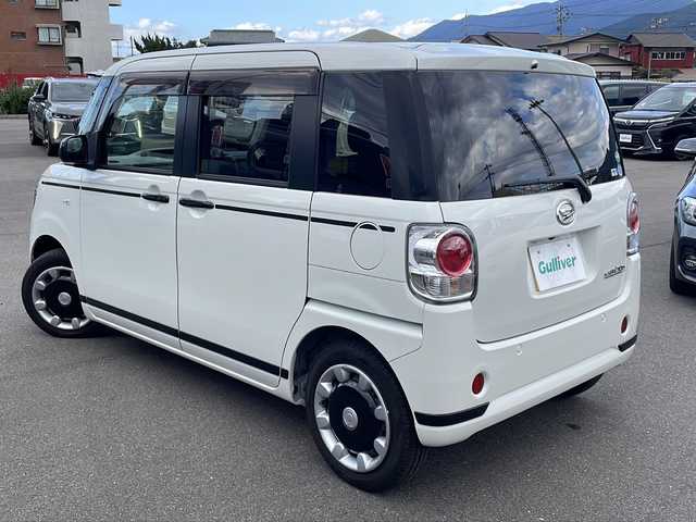 ダイハツ ムーヴ キャンバス X ブラックアクセント リミテッド SAⅢ 山口県 2019(令1)年 3.5万km パールホワイトⅢ 純正８型ナビ（フルセグTV、Bluetooth）/全方位カメラ/両側パワースライドドア/オートライト/アイドリングストップ/横滑り防止装置/衝突被害軽減ブレーキ/W＋サイドエアバック/後コーナーセンサー/スマートキー