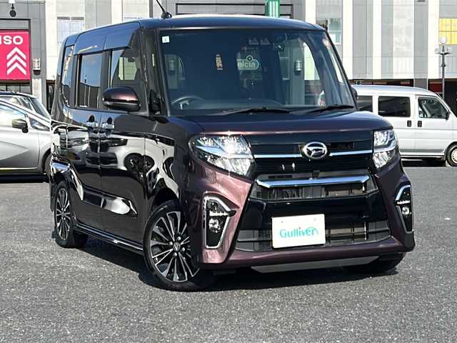 ダイハツ タント カスタム RS 千葉県 2021(令3)年 4.2万km プラムブラウンクリスタルマイカ ワンオーナー/スマートアシスト/・衝突警報機能/・衝突回避ブレーキ機能/・ブレーキ制御付誤発進抑制機能/・車線逸脱警報機能/・先行車発進お知らせ機能/・標識認識機能/・オートハイビーム/純正メモリナビ【NMZK-W71D】/フルセグTV/BT/CD/DVD/バックカメラ/ETC/前後ドライブレコーダー【ZDR-025】/両側パワースライドドア/コーナーセンサー/アイドリングストップ/ステアリングリモコン/ハーフレザーシート/D+N席シートヒーター/プッシュスタート/・スマートキー/・スペアキー1本/電動格納ミラー/・ウィンカーミラー/純正フロアマット/純正14インチアルミホイール/ドアバイザー/保証書/取扱説明書
