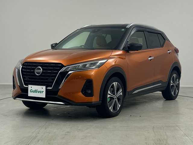 日産 キックス X ツートーンインテリアED 茨城県 2020(令2)年 4.8万km プレミアムホライズンオレンジ/ピュアブラック 2トーン ワンオーナー　純正９型ナビ　フルセグＴＶ　パノラミックビューモニター　衝突軽減ブレーキ　追従クルコン　デジタルインナーミラー　ＥＴＣ　シートヒーター　スマートキ―　ＬＥＤライト　純正アルミホイール
