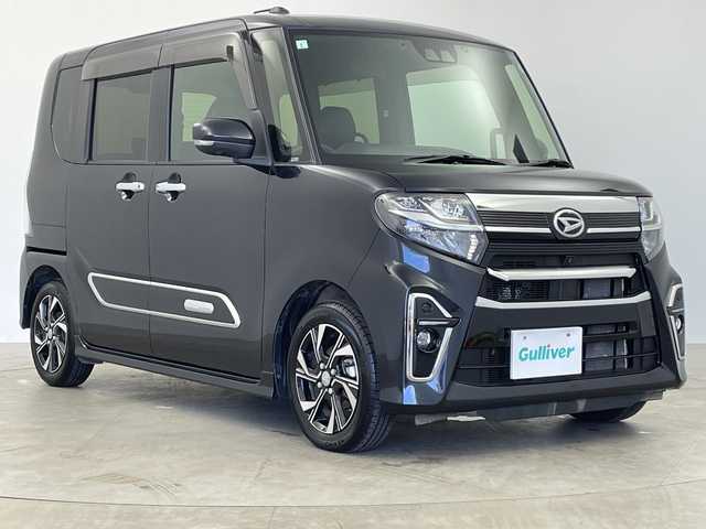 ダイハツ タント カスタム X スタイルセレクション 鹿児島県 2021(令3)年 5.2万km パールブラック ワンオーナー/純正9型ナビ/（AM/FM/CD/DVD/Bluetooth/フルセグ）/パノラミックビューモニター/両側パワースライドドア/前後ドライブレコーダー/シートヒーター/ETC/HDMI/ハーフレザーシート/純正フロアマット/純正AW14インチ/運転席ロングスライドシート/衝突被害軽減ブレーキ/レーンキープアシスト/オートライト/LEDヘッドライト