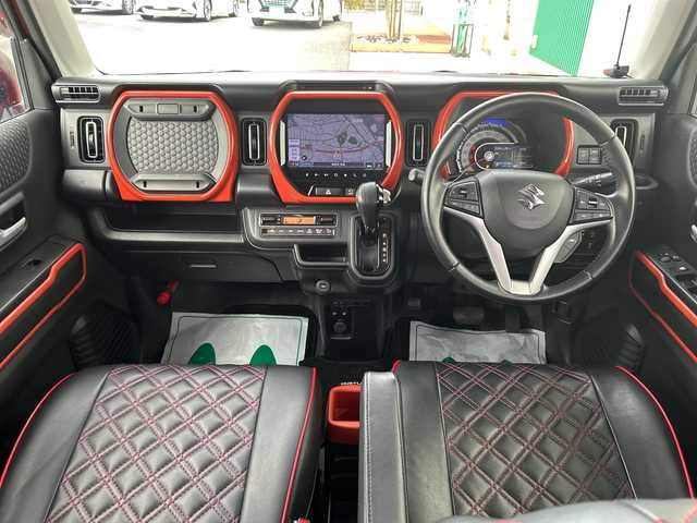 スズキ ハスラー HYBRID X ターボ 福岡県 2020(令2)年 4.7万km バーミリオンオレンジ/ガンメタリック2トーン メーカーオプション9インチナビ/（DISC/フルセグ/AM/FM/Bluetooth//USB/iPod/SmartphoneLink）/アラウンドビューモニター/ビルドインETC/前後ドライブレコーダー/デュアルカメラブレーキサポート/横滑り防止装置/レーンキープアシスト/クリアランスソナー/LEDヘッドライト/フォグランプ/クルーズコントロール/パドルシフト/ステアリングスイッチ/D/N席シートヒーター/レザー調シートカバー/電動格納ミラー/ドアバイザー