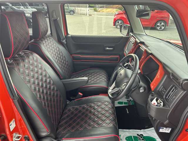 スズキ ハスラー HYBRID X ターボ 福岡県 2020(令2)年 4.7万km バーミリオンオレンジ/ガンメタリック2トーン メーカーオプション9インチナビ/（DISC/フルセグ/AM/FM/Bluetooth//USB/iPod/SmartphoneLink）/アラウンドビューモニター/ビルドインETC/前後ドライブレコーダー/デュアルカメラブレーキサポート/横滑り防止装置/レーンキープアシスト/クリアランスソナー/LEDヘッドライト/フォグランプ/クルーズコントロール/パドルシフト/ステアリングスイッチ/D/N席シートヒーター/レザー調シートカバー/電動格納ミラー/ドアバイザー