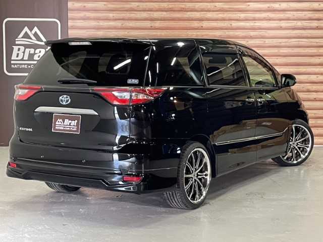 トヨタ エスティマ アエラス プレミアム 宮崎県 2016(平28)年 5.9万km ブラック AIS検査済み/【2502019317】/ワンオーナー/MTモード付/純正AW/モデリスタエアロ（フロント・リアアンダー）/フロントフォグランプ/LEDヘッドライト/オートライト/両側パワスラ/純正フロアマット/ウォークスルー/3列シート/ハーフレザーシート/スマートキー/AC100V電源/オットマン/後席モニター/Bluetooth接続/フルセグ/ETC(通常）/コーナーセンサー/盗難防止装置/バックカメラ/レーンキープアシスト/衝突被害軽減ブレーキ/20AW ワーク　シュバートＳＣ６(社外）/アクセレラ PHI-R　（社外）/社外パーツ取付有