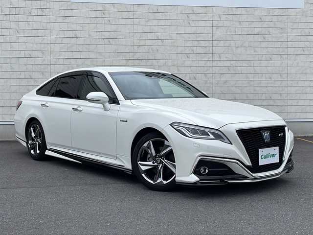 トヨタ クラウン ハイブリッド RS 茨城県 2019(平31)年 8.6万km ホワイトパールクリスタルシャイン プリクラッシュセーフティ/純正メモリナビ/　　BT/CD/DVD/フルセグ/バックカメラ/レーダークルーズコントロール/LEDオートライト/パワーシート/純正18インチアルミホイール/パドルシフト/スマートキー/ETC2.0