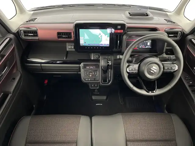 スズキ スペーシア カスタム HYBRID XS 鹿児島県 2024(令6)年 1.5万km ピュアホワイトパール/ブラック2トーン ワンオーナー/純正9インチナビ/（フルセグTV/BT/Applecarplay）/全方位モニター/ドライブレコーダー/デュアルセンサーブレーキサポート/レーンキープアシスト/ブレーキホールド/LEDライト/フォグLEDライト/ビルトインETC/ハーフレザーシート/シートヒーター（D＋N）/オットマン/両側パワースライドドア/純正15インチアルミホイール/アイドリングストップ/横滑り防止機能/フロアマット/ドアバイザー