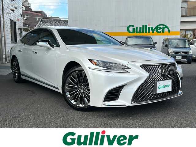 レクサス ＬＳ 500 エグゼクティブ 東京都 2018(平30)年 9.4万km ソニッククォーツ 純正ナビ/サンルーフ/茶レザーシート/後席モニター×２/リアエンターテイメントシステム/バックカメラ/全方位カメラ/HUD/追従型クルーズコントロール/エアサス/フルセグTV/BT/DVD/USB/AM/FM/Mark Levinson/シートヒーター（ALL）/エアーシート（ALL）/パワーシート（D＋N席）/シートメモリー（D＋N席）/BSM/ESP/SNOWモード/レーンキープアシスト/アイドリングストップ/純正LEDライト/純正アルミホイール/取扱説明書/保証書/スペアキー×２