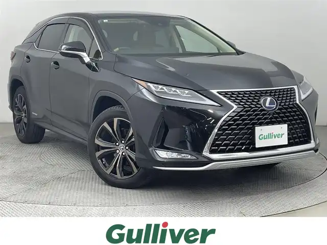 レクサス ＲＸ 450h バージョンL 道央・札幌 2020(令2)年 2.3万km グラファイトブラックガラスフレーク ・ワンオーナー/・４WD/・マークレビンソンサウンド/・メーカーナビ/　CD/DVD/SD/BT/フルセグ/・パノラミックビューモニター/・ビルトインETC2.0/・レクサスセーフティシステム＋/・プリクラッシュセーフティ/・レーダークルーズコントロール/・レーンキープアシスト/・オートハイビーム/・クリアランスソナー/・HUD/・BSM/・レザーシート/・前席パワーシート/・前席エア/シートヒーター/・ステアリングヒーター/・3眼LEDヘッドライト/・フォグライト/・オートライト/・プッシュスタート/・スマートキー/・純正フロアマット/・ドアバイザー