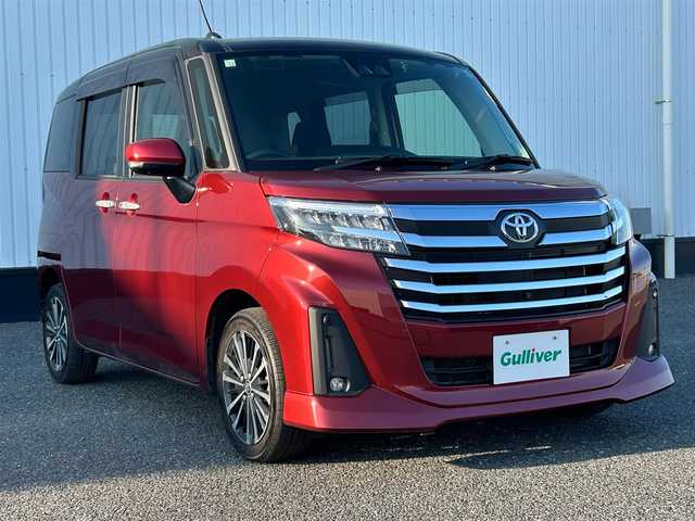トヨタ ルーミー カスタムG－T 千葉県 2020(令2)年 3万km ブラックマイカメタリック/ファイアークォーツレッドメタリック 純正9インチナビ/(フルセグTV/BT/CD/DVD/FM/AM)/全周囲カメラ/衝突被害軽減システム/車線逸脱警報/クルーズコントロール/ハーフレザーシート/両側パワースライドドア/横滑り防止装置/アイドリングストップ/LEDヘッドライト/フォグランプ/オートライト/ウィンカーミラー/電動格納ミラー/純正15インチAW/シートヒーター/シートリフター/プッシュスタート/スマートキー/フロアマット/ドアバイザー/スペアキー/取扱説明書
