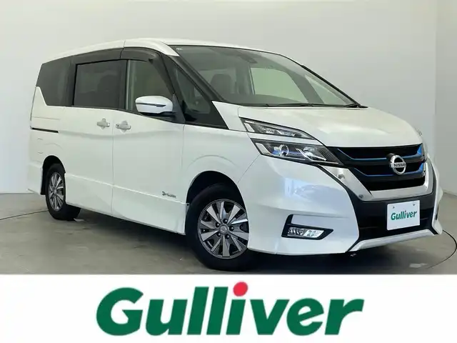 日産 セレナ e－パワー ハイウェイスター V 富山県 2019(令1)年 5.5万km ブリリアントホワイトパール 純正SDナビ/（CD・DVD・BD・BT・MSV・AUX）/フルセグTV/バックカメラ/純正フリップダウンモニター/両側パワースライドドア/ハンズフリースライドドア/クルーズコントロール/衝突軽減ブレーキ/車線逸脱警報/寒冷地仕様/純正ドラレコ/純正ビルトインETC/LEDヘッドライト/フォグライト/オートライト/シートバックテーブル/ハーフレザーシート（茶色）/前席シートヒーター/スマートキー/プッシュスタート/ドアバイザー/ステアリングヒーター/ISOFIX/2列目USB