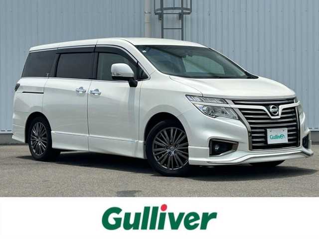 日産 エルグランド 250HWS プレミアム アーバンクロム 愛媛県 2017(平29)年 5.5万km ブリリアントホワイトパール 純正ナビ/バックカメラ/両側パワースライドドア/クルコン/シートメモリー/パワーシート/レザーシート/シートヒーター/フリップダウンモニター/ETC/ドラレコ/LED/オートライト/フォグランプ/革巻きステアリング/ステアリングスイッチ/USB/Bluetooth/純正フロアマット