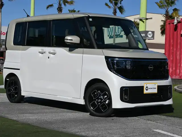 日産 ルークス ハイウェイスター X 千葉県 2025(令7)年 0.1千km パールⅡ ハイウェイスターX　9インチディスプレイオーディオDJ1（137/500）バックビューモニター（32780）/エマージェンシーブレーキ/アイドリングストップ/両側パワースライドドア/ディスプレイオーディオ/【Apple CarPlay　Android Auto対応】/【Bluetooth接続】/バックカメラ/前席シートヒーター/革巻きステアリング/ステアリングヒーター/ステアリングスイッチ/LEDヘッドライト/フォグライト/ウインカーミラー/コーナーセンサー/純正14インチアルミホイル/サイド/カーテンエアバッグ/インテリジェントキー