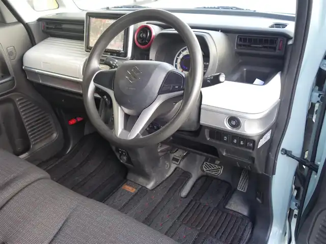 スズキ スペーシア HYBRID X 静岡県 2021(令3)年 6.8万km オフブルーM 禁煙車/スズキセーフティサポート/両側パワースライドドア/ディーラー純正 SDナビ（CN-RZ865）/　CD/DVD/BT/SD/USB/Ipod/フルセグTV/バックカメラ/社外ETC/社外コムテック前後ドライブレコーダー（ZDR025)/Clazzio革調シートカバー（前席）/2列目ロールサンシェード/純正ベースキャリア/純正フロアマット/純正ドアバイザー/保証書/取扱説明書