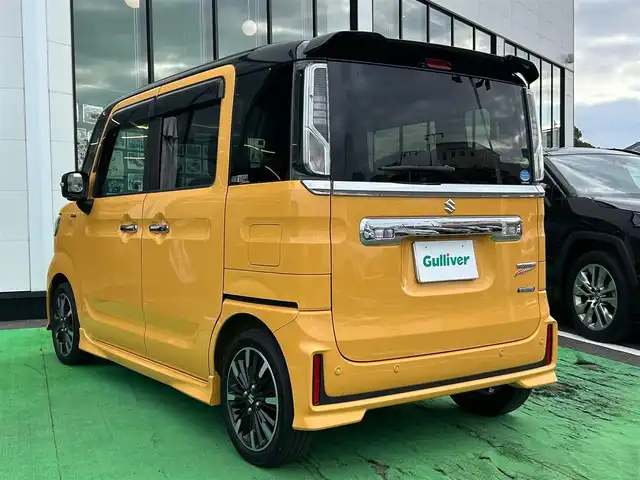 スズキ スペーシア カスタム HYBRID XS 長崎県 2019(平31)年 4.6万km アクティブイエロー/ブラック2トーンルーフ /純正ナビ（AVIC-RLS901）/（フルセグTV、BT、CD、DVD、USB、ipod、FM、AM）//両側パワースライドドア//全方位カメラ//前方ドライブレコーダー//ハーフレザーシート//D席シートヒーター//ヘッドアップディスプレイ//ETC2，0//ドアバイザー//後席ロールシェード//プッシュスタート//スマートキー×２//衝突被害軽減システム//レーンキープアシスト//横滑り防止装置