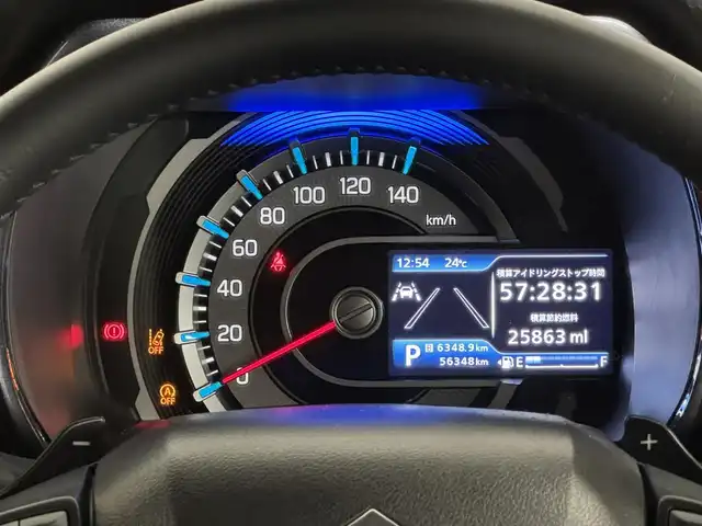 スズキ ハスラー Jスタイル ターボ 三重県 2021(令3)年 5.7万km ブルーイッシュブラックパール マイルドハイブリッド・ターボ/フルタイム4WD（前輪駆動ベース）/MTモード付インパネCVT/純正9インチナビ/（CD/DVD/FM/AM/Bluetooth/USB/iPod/SmartDeviceLink/Apple CarPlay/AndroidAuto）/【OP】全方位モニター/ドライブレコーダー 前後/ビルトイン ETC/【OP】ルーフレール/スズキセーフティサポート/・デュアルカメラブレーキサポート/・車線逸脱警報機能／ふらつき警報機能／車線逸脱抑制機能/・アダプティブクルーズコントロール（全車速追従機能付）/・リヤパーキングセンサー/・標識認識機能（車両進入禁止、はみ出し通行禁止、最高速度、一時停止）/など/装備/【4WD車限定装備】/●スノーモードスイッチ/●グリップコントロール/●ヒルディセントコントロール/その他装備/・シートヒーター（D/N）/・オートエアコン/・オートライト/・LED ヘッドランプ＋フロントフォグランプ/・ハイビームアシスト/・パドルシフト/・ステアリングスイッチ/・プッシュスタート/・電動格納ドアミラー（ウインカーランプ付）/・純正15inAW/・保/取/ナビ取/・スマートキーx2/など
