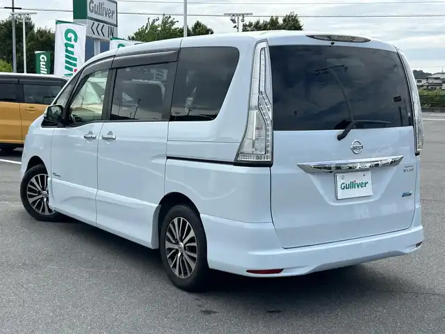 日産 セレナ ハイウェイS G Sハイブリッド 奈良県 2014(平26)年 7.9万km ブルームーンホワイトP KENWOODナビ（MDV-L505）/（フルセグ／ＢＴ／ＣＤ／ＤＶＤ）/Eonon10インチフリップダウンモニター/バックカメラ/レーンキープアシスト/両側パワースライドドア/ハーフレザーシート（ベージュ）/前方ドライブレコーダー/ＥＴＣ/純正16インチＡＷ