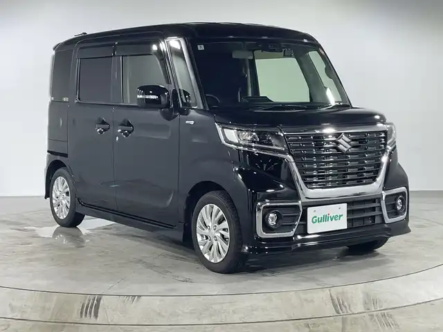 スズキ スペーシア カスタム HYBRID GS 福岡県 2020(令2)年 3.9万km ブルーイッシュブラックパール3 ・社外7インチナビ/（CD、DVD、フルセグ、Bluetooth）/・片側パワースライドドア/・アイドリングストップ/・プッシュスタート/・ステアリングスイッチ/・衝突被害軽減ブレーキ/・レーンキープアシスト/・シートヒーター/・オートライト/・フォグライト/・電格ミラー/・ウィンカーミラー/・ETC/・純正14インチAW