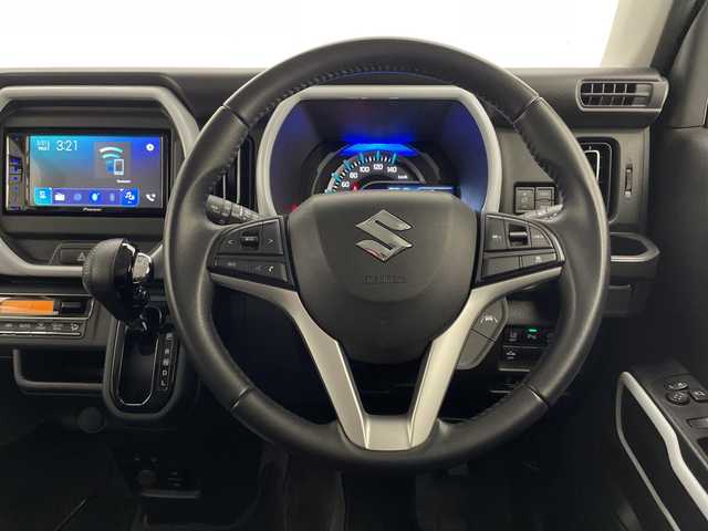 スズキ ハスラー HYBRID X 宮崎県 2022(令4)年 3.2万km デニムブルー ガンメタリック 2トーン 社外ディスプレイオーディオ/クルーズコントロール/衝突軽減ブレーキ/アイドリングストップ/横滑り防止装置/電動格納ミラー/ステアリングスイッチ/D・N席　シートヒーター/LEDヘッドライト/純正アルミホイール/純正フロアマット/ETC