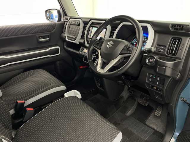 スズキ ハスラー HYBRID X 宮崎県 2022(令4)年 3.2万km デニムブルー ガンメタリック 2トーン 社外ディスプレイオーディオ/クルーズコントロール/衝突軽減ブレーキ/アイドリングストップ/横滑り防止装置/電動格納ミラー/ステアリングスイッチ/D・N席　シートヒーター/LEDヘッドライト/純正アルミホイール/純正フロアマット/ETC